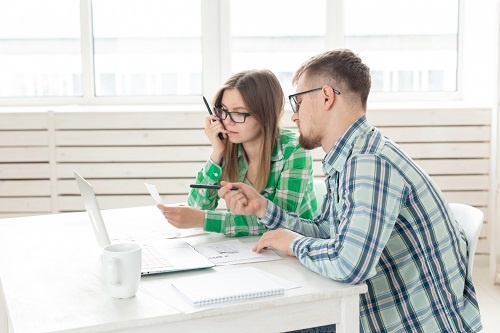 Couple reviewing finances